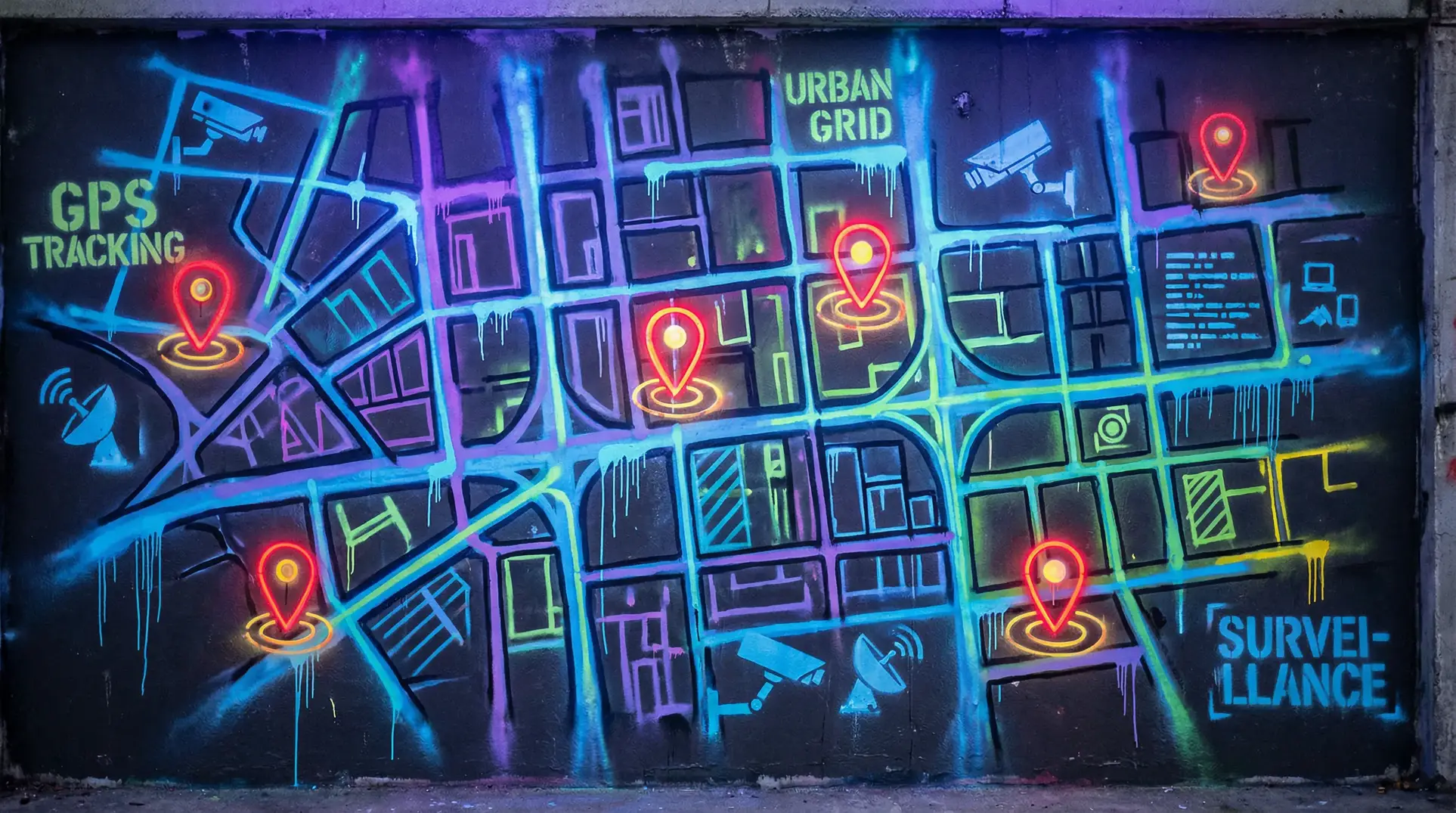 立案侦查高清 狗仔追踪地图 - 城市涂鸦风格